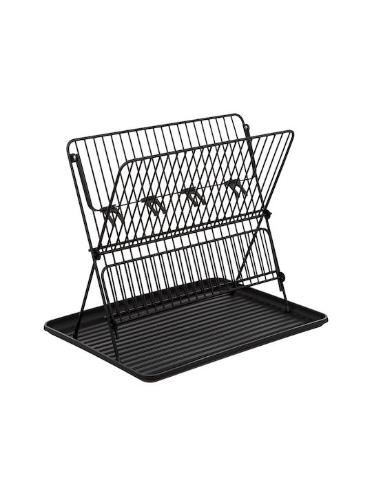 5Five Dish Drainer Foldable Metallic in Black Color 42.5x37.5x33cm