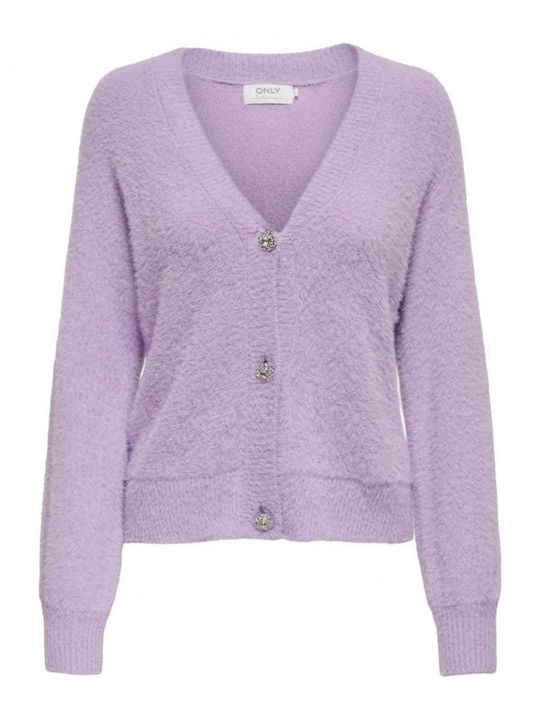 Only Jachetă de damă tricotată în Violet Culoare