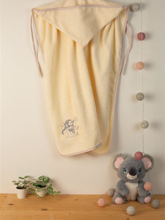 Dimcol Baby Bath Towel Hooded Elephant Ecru 75x85cm