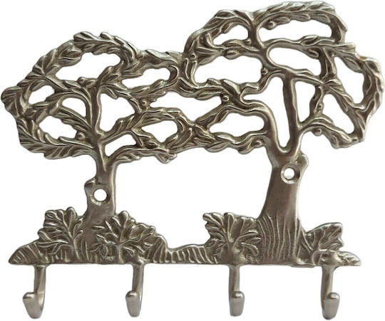 Wandhalterung Metall 4 Haken Gold 16x13cm