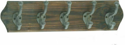 Country Casa Antique Wall Hanger Wooden 5 Hooks Brown 45x9x12cm