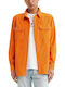 Jackson Worker Long Sleeve Corduroy Overshirt In Wide Line Orange
