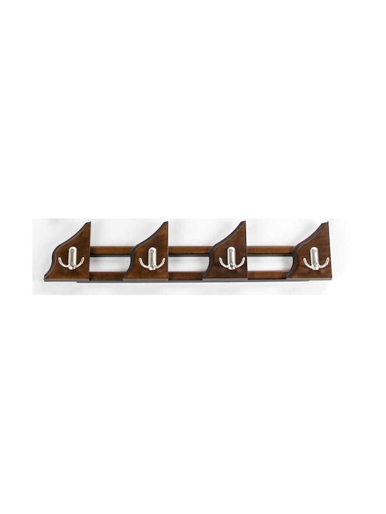 Epiplo-Fos Wall Hanger Wooden 8 Hooks Brown 58x16x16cm