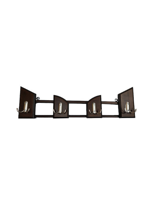 Epiplo-Fos Wall Hanger Wooden 8 Hooks Brown 58x16x6cm