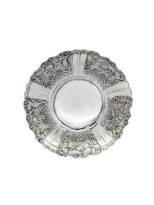 Savvas Design Dekorative Platte Rund Silber Silber 1Stück 21x21x6cm