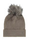 Pom Pom Beanie Unisex Σκούφος Πλεκτός σε Γκρι χρώμα