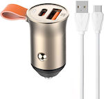 Ldnio Autoladegerät Gold C509Q mit Anschlüssen: 1xUSB 1xType-C inklusive Kabel Typ-C