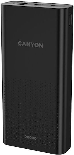 Canyon PB-2001 Power Bank 20000mAh με 2 Θύρες USB-A Μαύρο