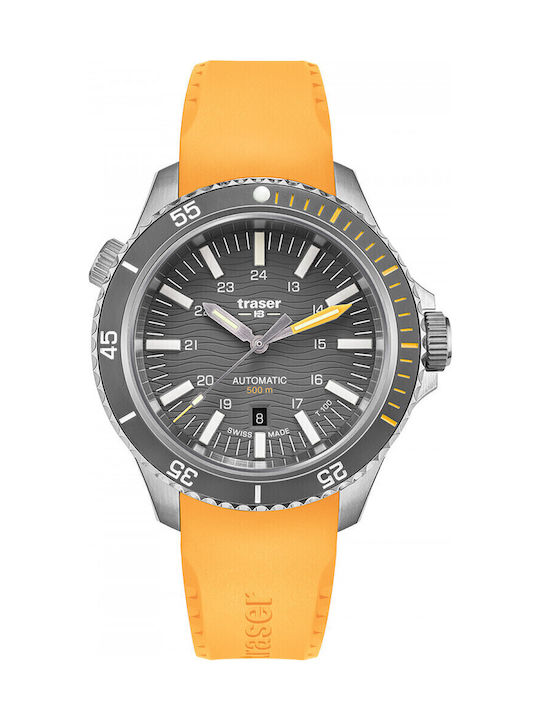 Traser Men's Watch 46mm Chronograph Automatic with Orange Rubber Strap