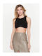 Γυναικείο Crop Top Αμάνικο Καλοκαιρινό Μαύρο