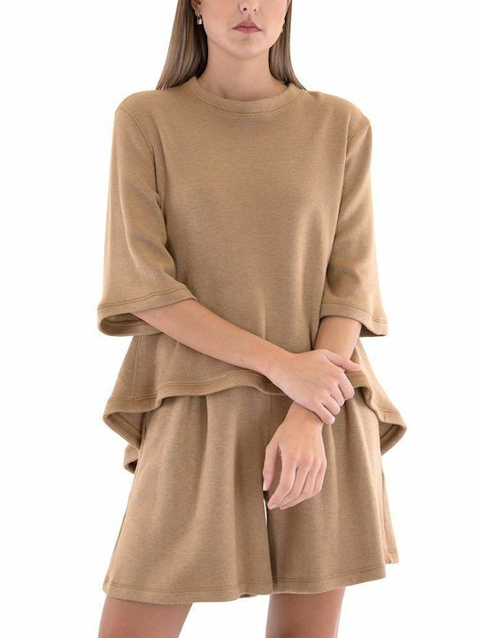 Dolce Domenica Women's Blouse Long Sleeve Brown