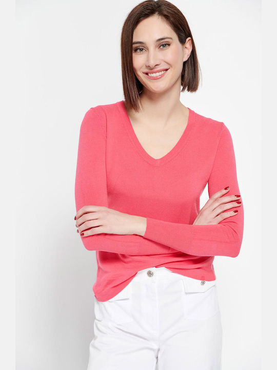 Bill Cost Women's Long Sleeve Sweater with V Neckline Orange