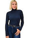 Women's Long Sleeve Sweater Turtleneck Navy Blue