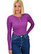 Potre Women's Long Sleeve Sweater Purple