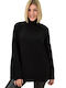 Potre Damen Langarm Pullover Rollkragen Schwarz