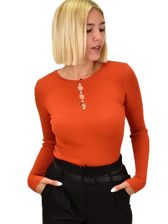 Potre Damen Langarm Pullover Orange