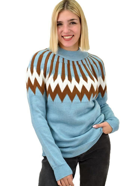 Potre Women's Long Sleeve Sweater Light Blue