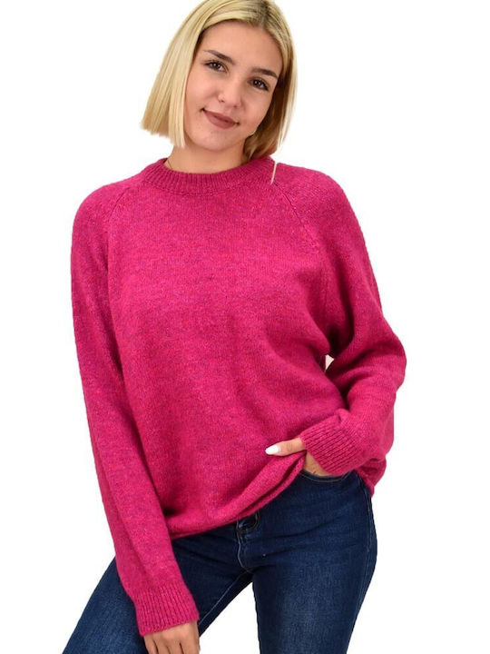 Potre Women's Long Sleeve Sweater Fuchsia