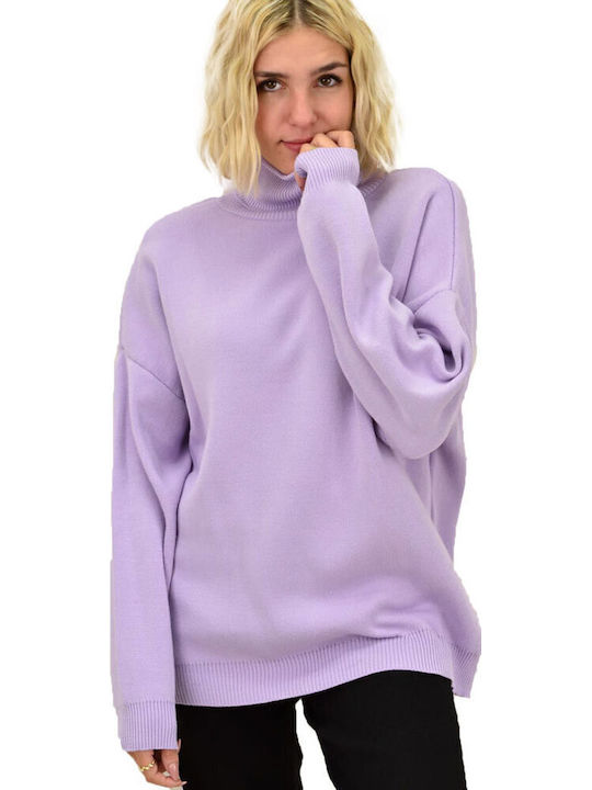 Women's Long Sleeve Sweater Turtleneck Lilacc
