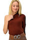 Potre Damen Pullover Eine Schulter Burgundisch