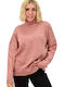 Potre Women's Long Sleeve Sweater Turtleneck Pink