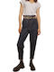 High Waist Women's Jean Trousers in Paperbag Fit