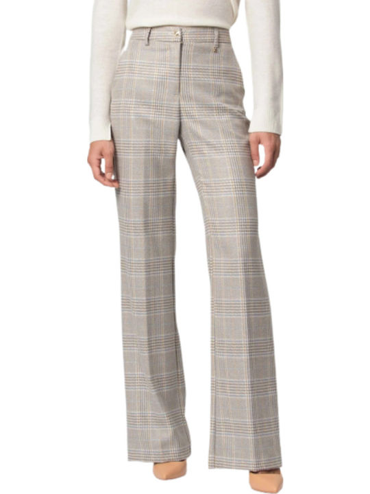 Myrae Fant.beige/azzurro Pant Fashion Italy 62046318 Women's Fabric Trousers Checked Beige