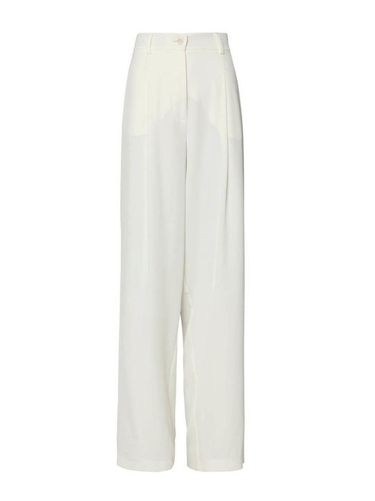Matis Fashion Γυναικεία Ψηλόμεση Υφασμάτινη Παντελόνα σε Ίσια Γραμμή σε Μπεζ Χρώμα