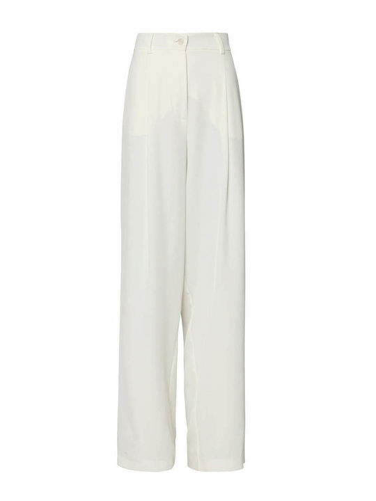 Matis Fashion Women's High-waisted Fabric Trousers in Straight Line Beige