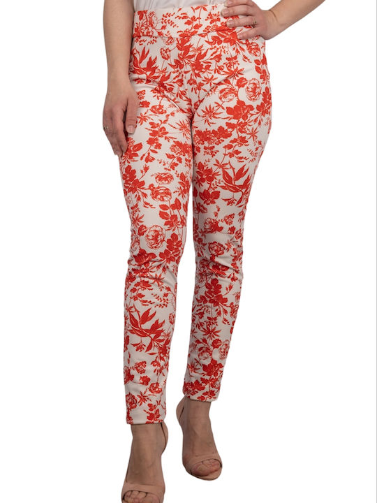 Rinascimento Women's Fabric Trousers Floral Red