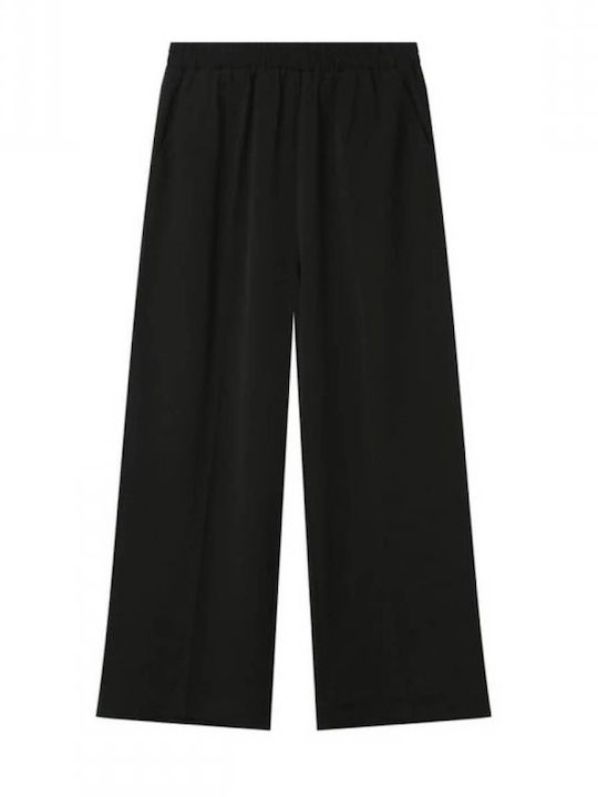 Grace & Mila Women's Fabric Trousers Flare with Elastic Black