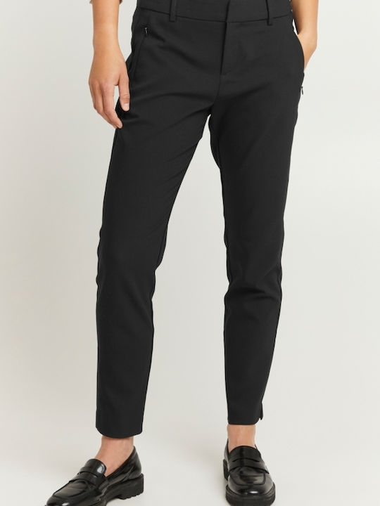 Women's Fabric Trousers Regular Fit Black