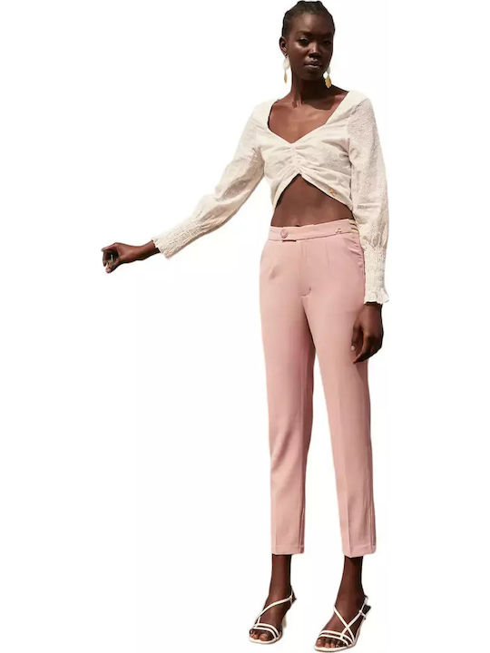 Cento Fashion Damen Capri Chino Hose Rosa