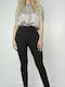 Women's High-waisted Fabric Trousers Black
