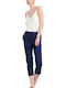 Women's Fabric Capri Trousers Regular Fit Blue