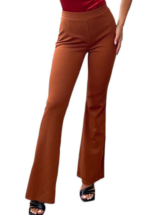 Chica Women's High-waisted Fabric Trousers Flare Brown