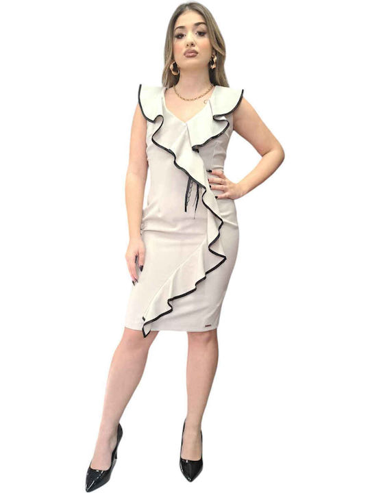 Summer Midi Dress for Wedding / Baptism Beige