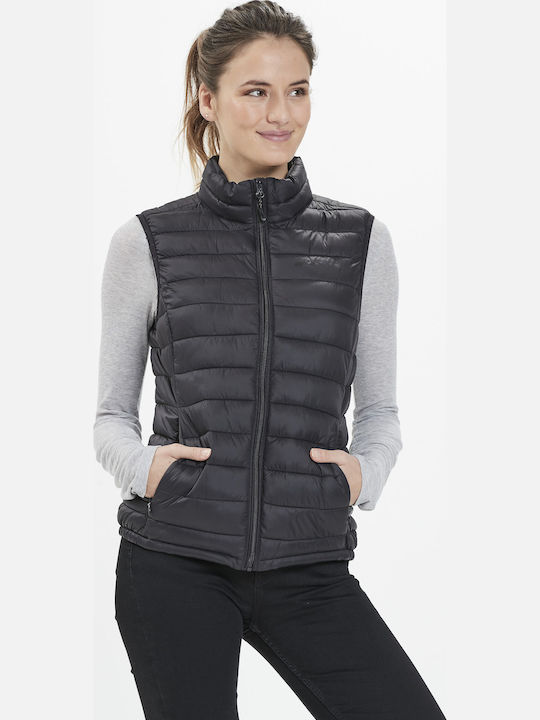 Kurz Damen Ärmellos Puffer Jacke Schwarz