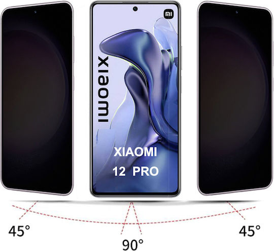 Antispy 3D 0.3mm Full Glue Privacy Full Face Tempered Glass Μαύρο (Xiaomi 12 Pro)