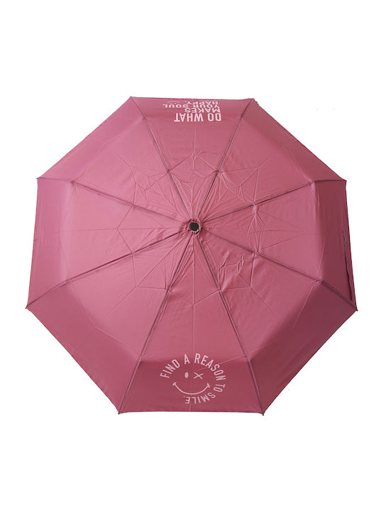 Αντιανεμική Ομπρέλα Βροχής Σπαστή Ροζ