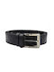 Men's Leather Wide Belt Black