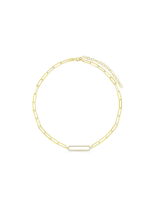 Necklace from Gold Plated Silver with Zircon