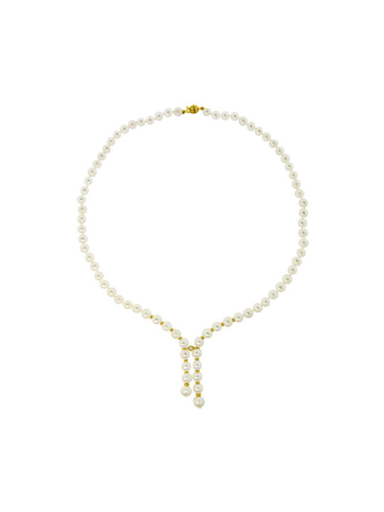 Halskette aus Gold 18k mit Perlen & Diamant
