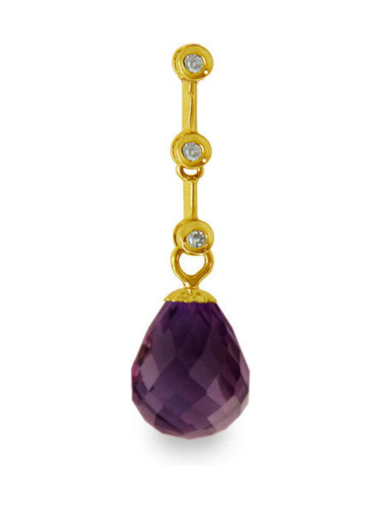 Margaritari Halskette mit Steinen aus 18K Gold mit Diamant & Zirkon Lila