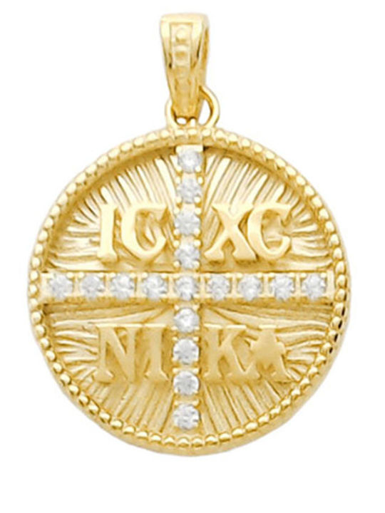 Goldjewels Charm Talisman Constantin Cu Pietre Din Aur 14 Carate Cu Zircon