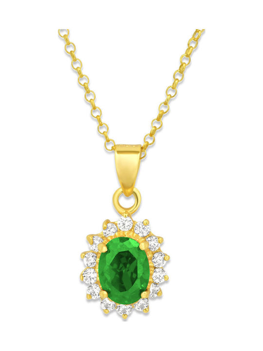 Goldjewels Halskette Rosette aus Vergoldetem Silber Grün