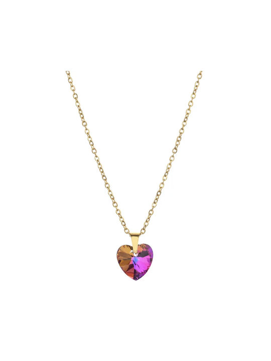 Necklace with design Heart from Gold Plated Steel