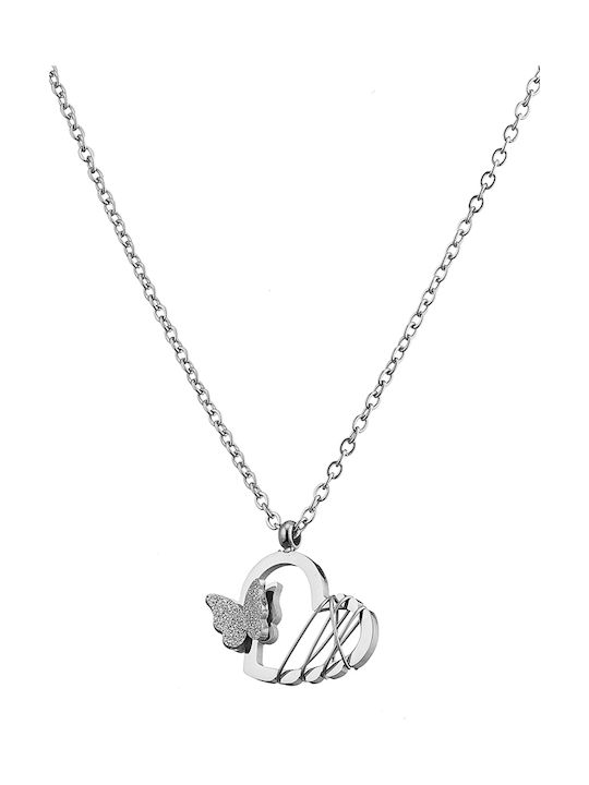 Necklace with design Heart from Gold Plated Steel