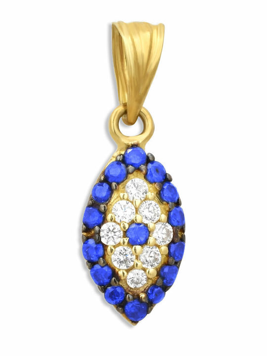 Goldjewels Gold Eye Necklace 14K with Blue Zircon