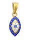 Goldjewels Gold Eye Necklace 14K with Blue Zircon